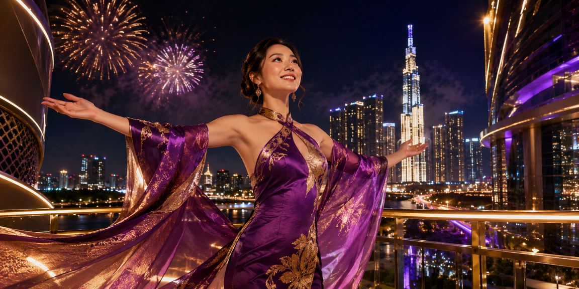 Người phụ nữ Việt Nam mặc áo dài tham gia xổ số trực tuyến tại TP. Hồ Chí Minh