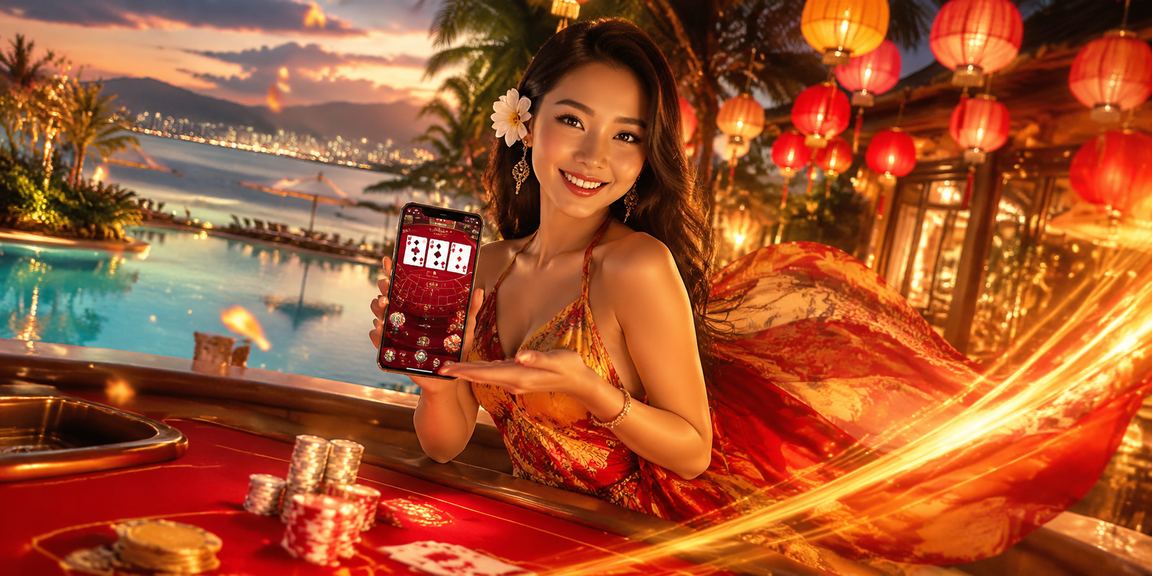 Bàn baccarat live casino với đèn lồng Hội An lung linh về đêm