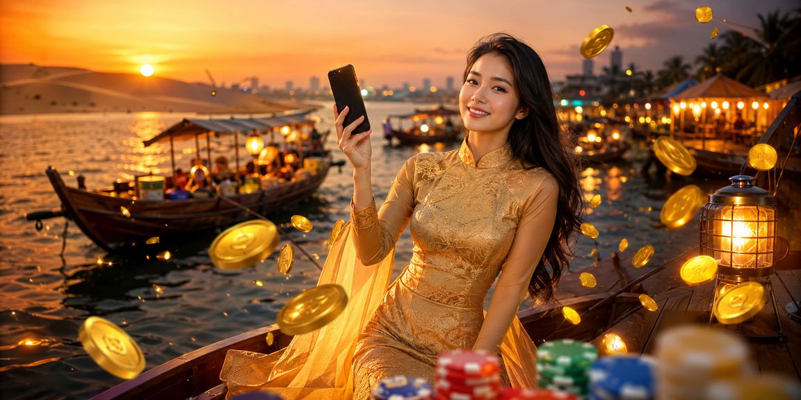 Người chơi thư giãn với điện thoại tại bãi biển Mũi Né