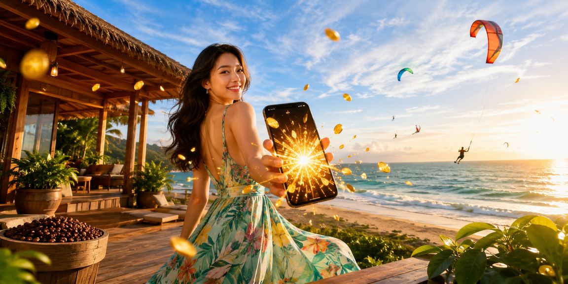 Người chơi trải nghiệm casino trên điện thoại tại quán cà phê Mũi Né